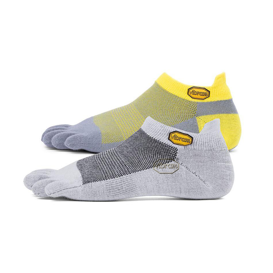 Vibram 5TOE No Show 2 Pack Women\'s Socks Light Grey / Yellow Grey | NZ_A51