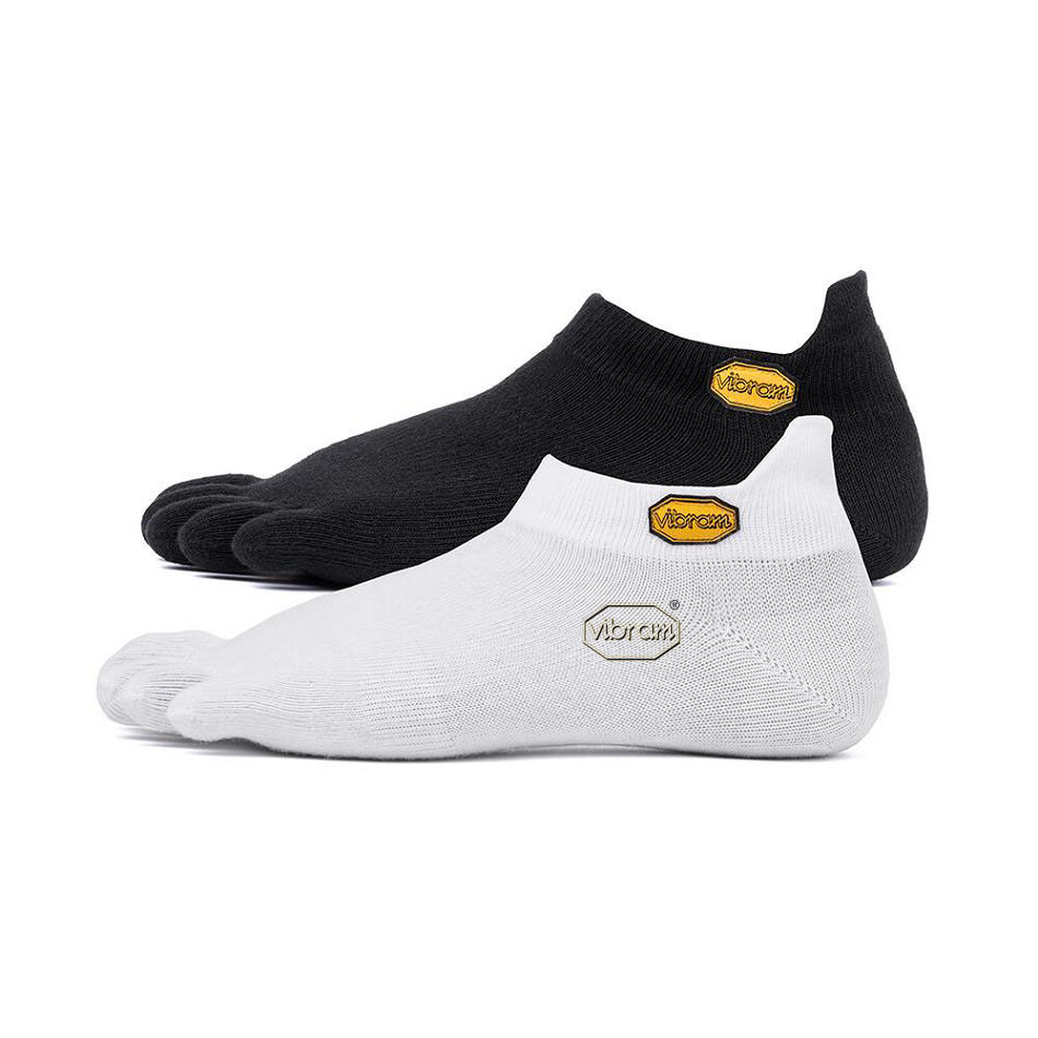 Vibram 5TOE No Show 2 Pack Women\'s Socks White / Black | NZ_Z18