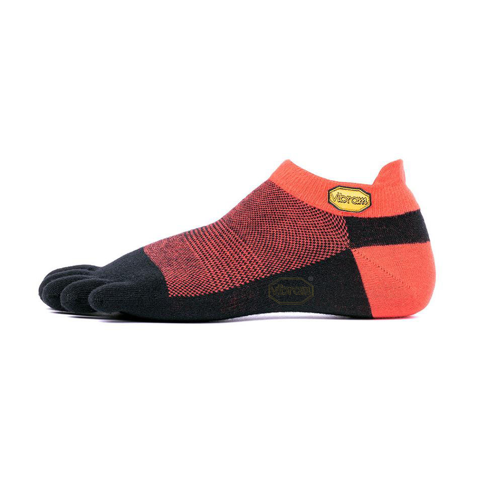 Vibram 5TOE No Show Men\'s Socks Red / Black | NZ_Q43