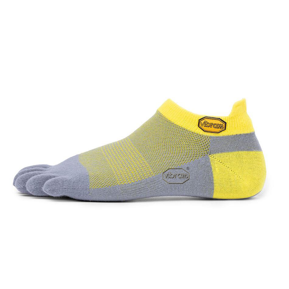 Vibram 5TOE No Show Men\'s Socks Yellow / Grey | NZ_T95