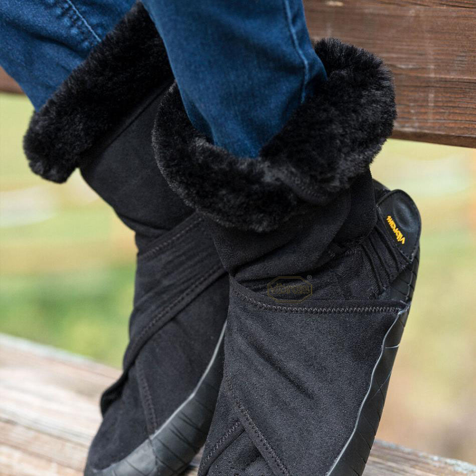 Vibram Furoshiki Eastern Traveler Classic Shearling Mid Women's Boots Black | NZ_C86