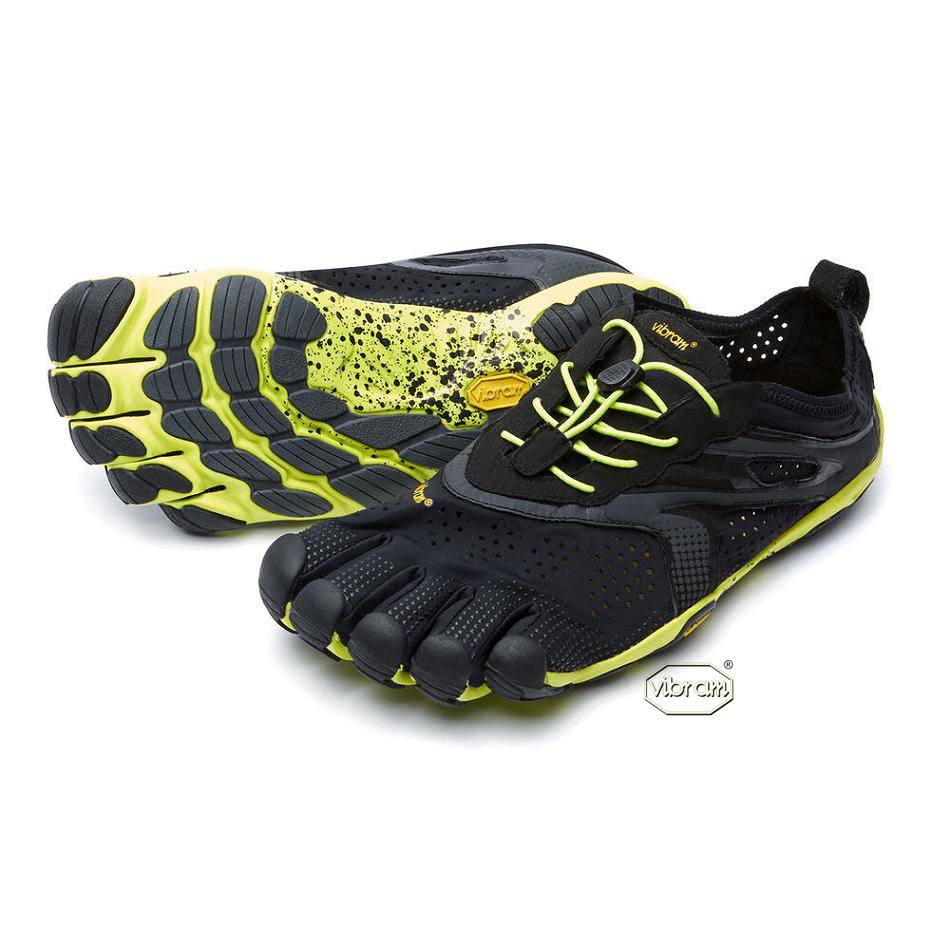 Vibram V-Run Men\'s Running Shoes Black / Yellow | NZ_F12