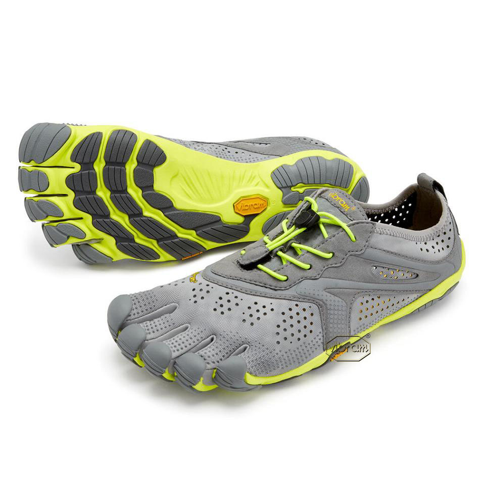 Vibram V-Run Men\'s Running Shoes Grey / Yellow | NZ_E72