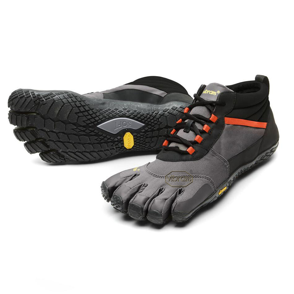 Vibram V-Trek Insulated Men\'s Hiking Shoes Black / Grey / Red | NZ_D56