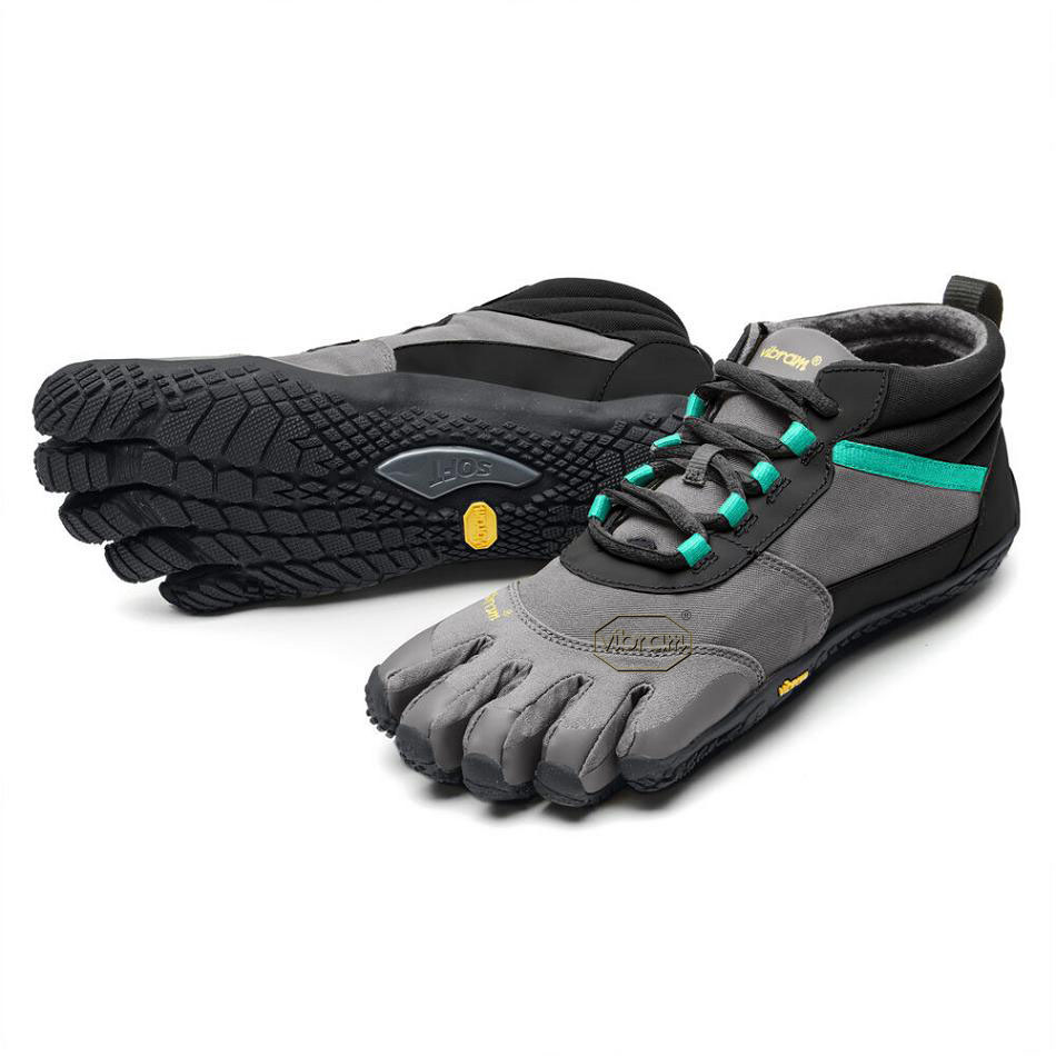 Vibram V-Trek Insulated Women\'s Hiking Shoes Black / Grey / Green | NZ_Y96